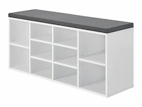 Schoenenkast / schoenenrek 10 vakken - 104 x 30 x 48 cm - wit - incl. zitkussen - afbeelding 5 van  10