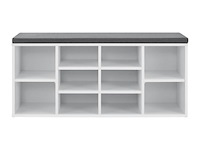 Schoenenkast / schoenenrek 10 vakken - 104 x 30 x 48 cm - wit - incl. zitkussen - afbeelding 4 van  10