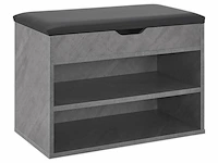 Schoenenkast / schoenenrek 2 vakken - 60 x 30 x 44 cm - betonkleur - incl. zitkussen - afbeelding 1 van  10