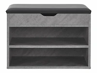 Schoenenkast / schoenenrek 2 vakken - 60 x 30 x 44 cm - betonkleur - incl. zitkussen - afbeelding 4 van  10
