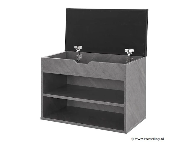 Schoenenkast / schoenenrek 2 vakken - 60 x 30 x 44 cm - betonkleur - incl. zitkussen - afbeelding 5 van  10