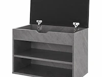 Schoenenkast / schoenenrek 2 vakken - 60 x 30 x 44 cm - betonkleur - incl. zitkussen - afbeelding 5 van  10