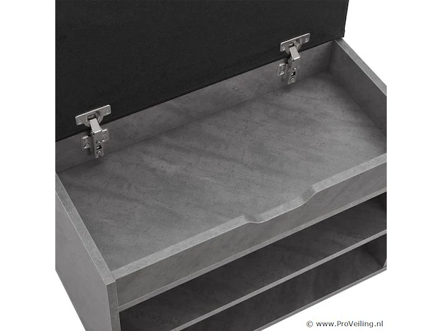 Schoenenkast / schoenenrek 2 vakken - 60 x 30 x 44 cm - betonkleur - incl. zitkussen - afbeelding 7 van  10