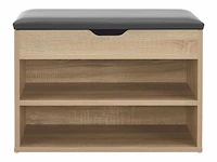 Schoenenkast / schoenenrek 2 vakken - 60 x 30 x 44 cm - houtkleur - incl. zitkussen - afbeelding 4 van  10