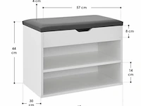 Schoenenkast / schoenenrek 2 vakken - 60 x 30 x 44 cm - wit - incl. zitkussen - afbeelding 2 van  10