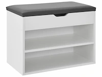 Schoenenkast / schoenenrek 2 vakken - 60 x 30 x 44 cm - wit - incl. zitkussen - afbeelding 1 van  10
