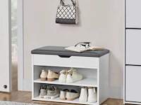 Schoenenkast / schoenenrek 2 vakken - 60 x 30 x 44 cm - wit - incl. zitkussen - afbeelding 3 van  10
