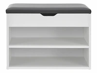 Schoenenkast / schoenenrek 2 vakken - 60 x 30 x 44 cm - wit - incl. zitkussen - afbeelding 4 van  10
