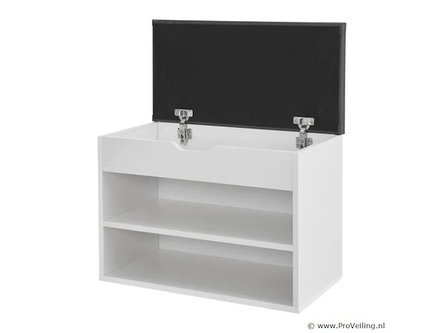 Schoenenkast / schoenenrek 2 vakken - 60 x 30 x 44 cm - wit - incl. zitkussen - afbeelding 5 van  10