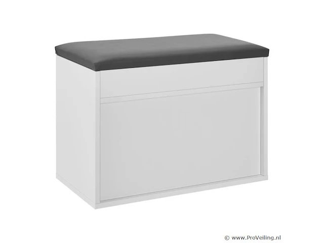 Schoenenkast / schoenenrek 2 vakken - 60 x 30 x 44 cm - wit - incl. zitkussen - afbeelding 6 van  10
