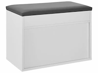 Schoenenkast / schoenenrek 2 vakken - 60 x 30 x 44 cm - wit - incl. zitkussen - afbeelding 6 van  10