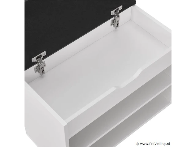 Schoenenkast / schoenenrek 2 vakken - 60 x 30 x 44 cm - wit - incl. zitkussen - afbeelding 7 van  10