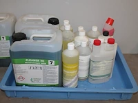 Schoonmaakproducten waaronder roetreiniger, afwasmiddel, thinner, sanifris, vloerreiniger, schoonmaakazijn,... - afbeelding 2 van  4