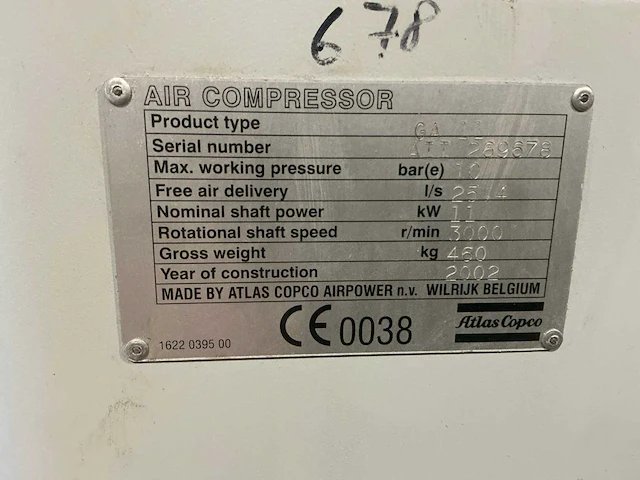 Schroefcompressor 2002 atlas copco ga11 - afbeelding 9 van  17