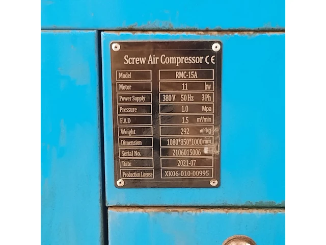 Schroefcompressor, rmc-15a , 2021 - afbeelding 10 van  11