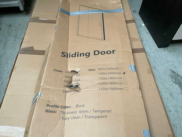 Schuifdeur 100x190cm anti kalk mat zwart - afbeelding 2 van  2