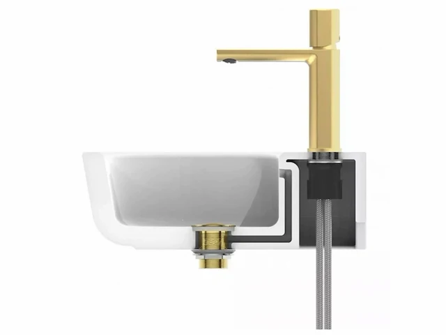 Schütte 33617 new york wastafelarmatuur, goud met afvoergarnituur, mengkraan met pop-up ventiel - afbeelding 2 van  4