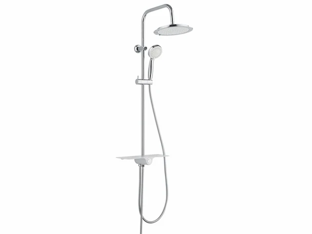 Schütte aquastar doucheset regendouche met plank douchesysteem met 5-voudig verstelbare handdouche chroom wit - afbeelding 1 van  3