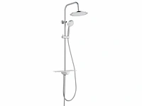 Schütte aquastar doucheset regendouche met plank douchesysteem met 5-voudig verstelbare handdouche chroom wit - afbeelding 1 van  3