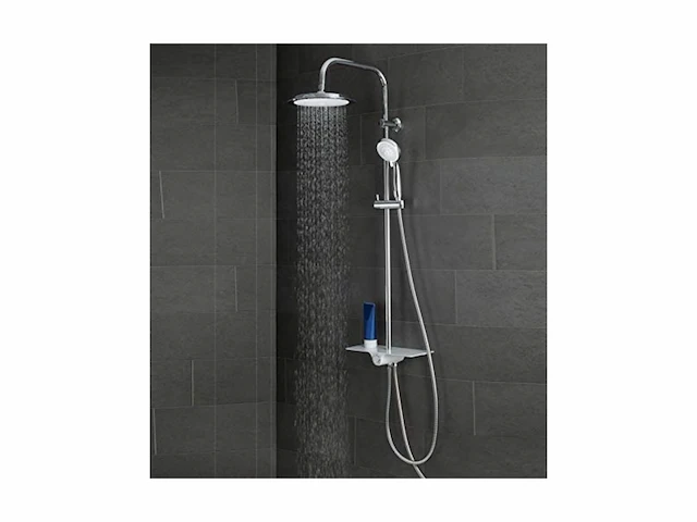 Schütte aquastar doucheset regendouche met plank douchesysteem met 5-voudig verstelbare handdouche chroom wit - afbeelding 2 van  3