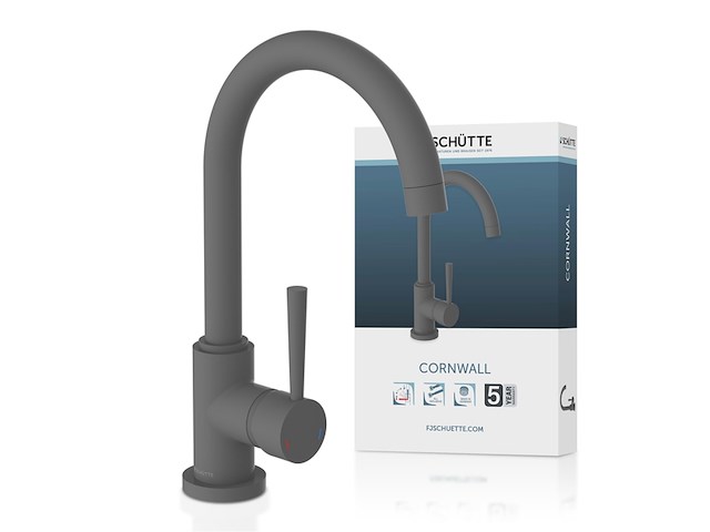 Schütte keukenkraan cornwall 360 graden draaibare waterkraan keuken mengkraan voor de gootsteen met eengreepsmengkraan antraciet mat - afbeelding 2 van  5