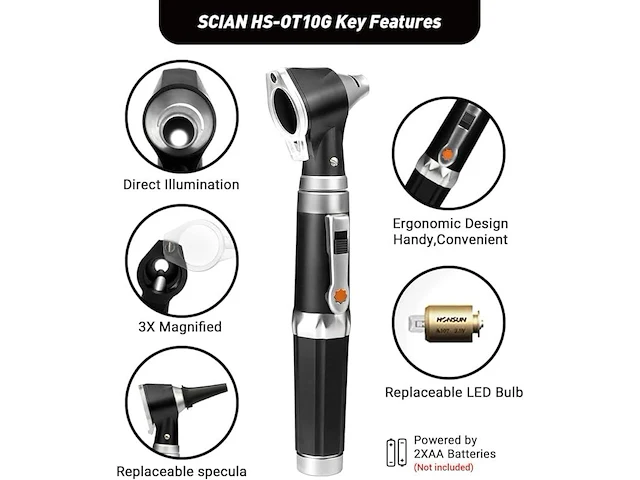 Scian ear scope-otoscoop met led licht - 3x vergroting diagnostische mini-oor-otoscoop - afbeelding 2 van  3