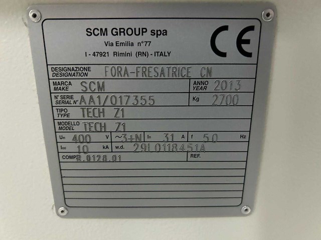 Scm - 2013 - tech z1 - horizontaal cnc-bewerkingscentrum - afbeelding 9 van  17