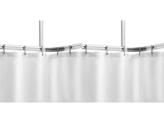 Sealskin easy roll - douchegordijnstangset - universeel - l en u vorm montage - 90x90x90 cm - mat aluminium - kleur rvs - afbeelding 1 van  2