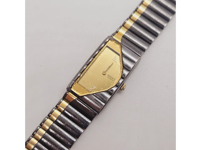 Seiko half moon two tone tank horloge - collector's item - afbeelding 2 van  7