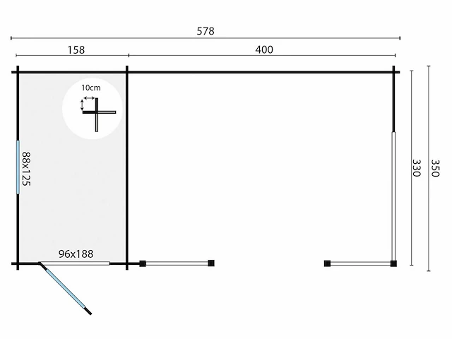 Selma - tuinhuis 40mm 5780x3500x2790mm onbehandeld - afbeelding 2 van  5
