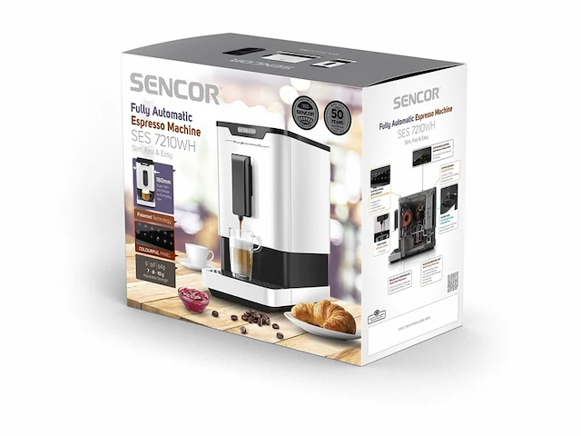 Sencor es 7210wh automatische espressomachine 19 bar pompdruk wit - afbeelding 2 van  4