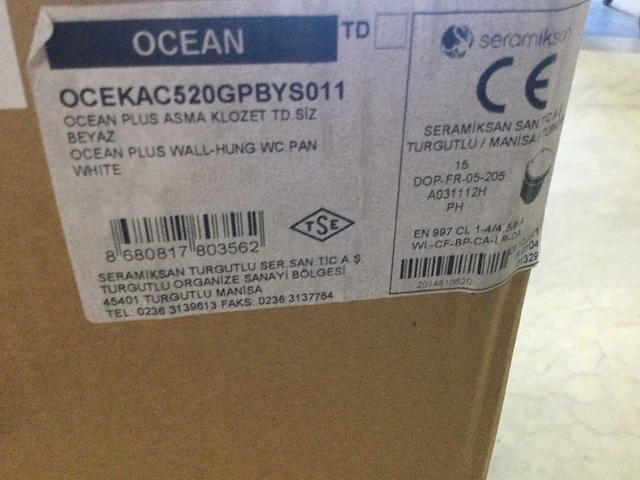 Seramiksan - ocean a031112h - hangtoilet zonder toiletzitting. - afbeelding 2 van  4