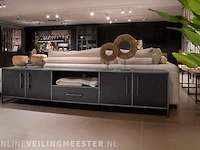 Set 6 stuks dark oak collectie oa tv-meubel, dressoir, hoog en laag rek, salontafel en hoog cabinet, zwart