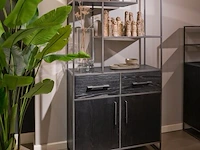 Set 6 stuks dark oak collectie oa tv-meubel, dressoir, hoog en laag rek, salontafel en hoog cabinet, zwart - afbeelding 3 van  6