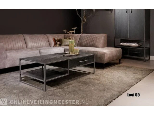 Set 6 stuks dark oak collectie oa tv-meubel, dressoir, hoog en laag rek, salontafel en hoog cabinet, zwart - afbeelding 5 van  6