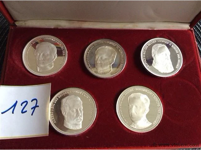 Set munten belgische koningen ag - afbeelding 1 van  3