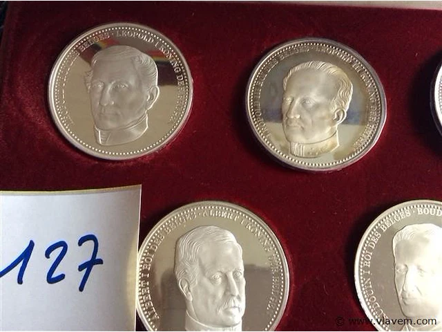 Set munten belgische koningen ag - afbeelding 2 van  3