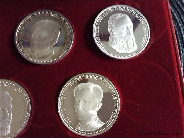 Set munten belgische koningen ag - afbeelding 3 van  3