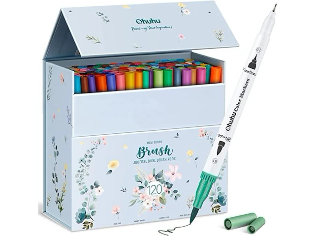 Set v 120 kleuren dubbel tip fineliner+marker - afbeelding 1 van  3