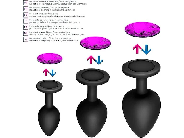 Set v 3 anaal butt plug - afbeelding 2 van  3