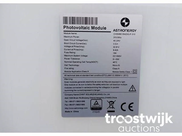 Set van 10 astronergy glas-glas zonnepanelen (310 wp) en 1 blaupunkt bps-v01-3.0 omvormer - afbeelding 5 van  9