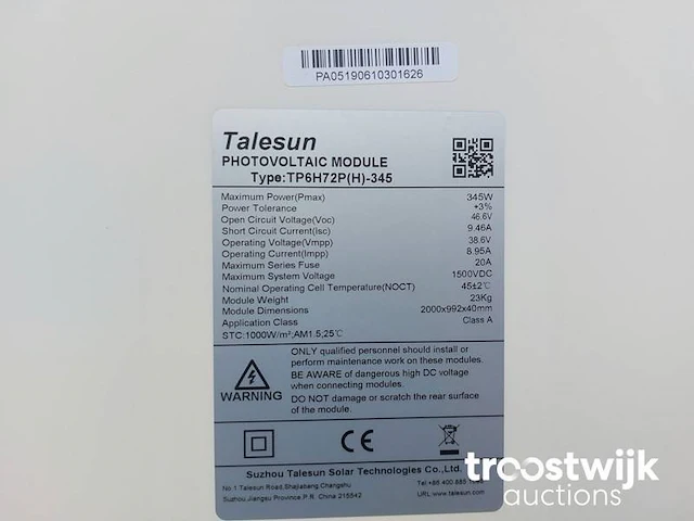 Set van 10 talesun tp6h72p(h)-345 zonnepanelen en 1 saj sununo plus3k-m omvormer (1-fase) - afbeelding 5 van  7