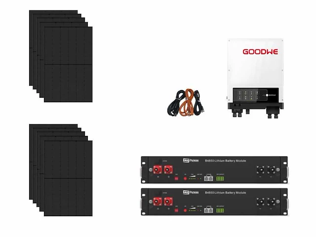 Set van 10 zonnepanelen (435 wp) met 4,8 kw batterij en hybride omvormer - afbeelding 1 van  13