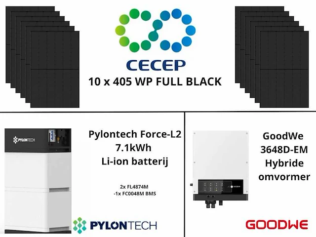 Set van 10 zonnepanelen met hybride omvormer en 7,1 kwh batterij. - afbeelding 1 van  14