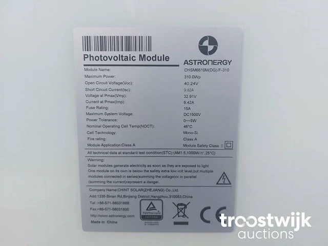 Set van 16 astronergy chsm6610m(dg)/f-310 glas-glas zonnepanelen en 1 growatt min 4600tl-xe omvormer - afbeelding 5 van  8
