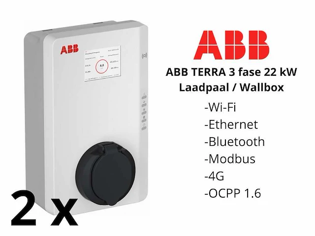 Set van 2 abb wallbox / laadpaal - terra ac wall t2 3f 32a 4g - afbeelding 1 van  9