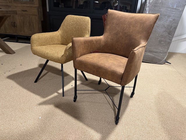 Set van 2 eetkamerstoelen geel/cognac - afbeelding 1 van  6