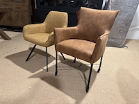 Set van 2 eetkamerstoelen geel/cognac - afbeelding 1 van  6