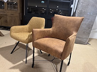 Set van 2 eetkamerstoelen geel/cognac - afbeelding 2 van  6