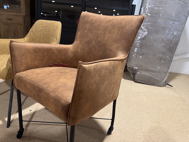 Set van 2 eetkamerstoelen geel/cognac - afbeelding 3 van  6